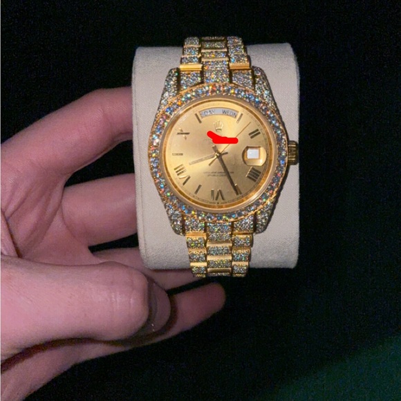 Gold and Silver Watch with Crystal Accents